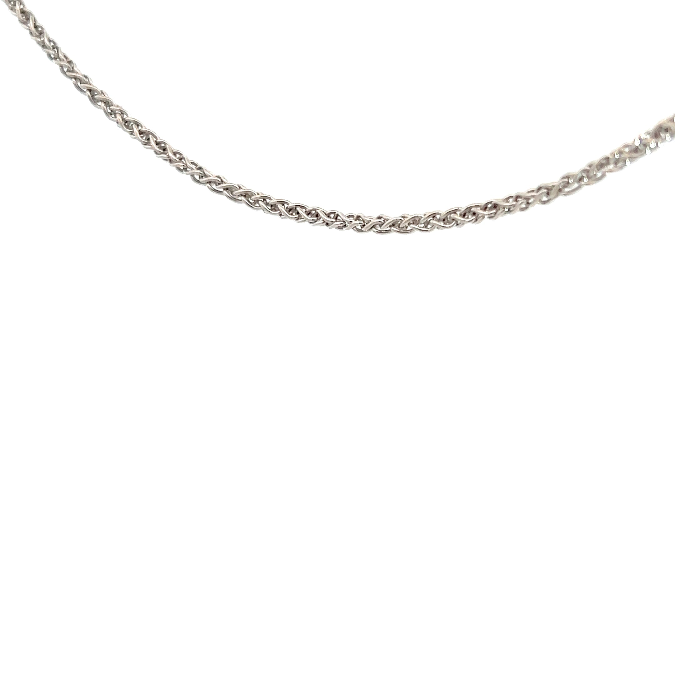 14k White Gold 6.6 Gram Rounded Wheat Chain 2mm 18" inch
