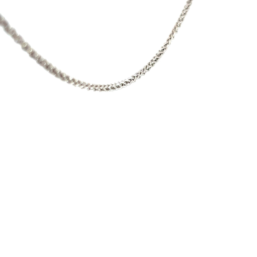 14k White Gold 6.6 Gram Rounded Wheat Chain 2mm 18" inch