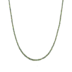 14k Yellow Gold 13.05ct Green Diamond Beaded Necklace 16" inch