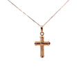 14k Rose Gold Cabochon Cut  Ruby Cross Necklace