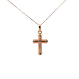 Ladies 14k Rose Gold Ruby Cross necklace