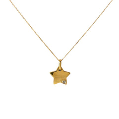 18k Yellow Gold .03ct G SI1 Round Diamond Star Necklace