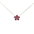 14KY 1.85CT PINK TOURMALINE AND .08CT DIAMOND FLOWER PENDANT
