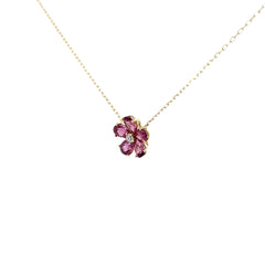 14KY 1.85CT PINK TOURMALINE AND .08CT DIAMOND FLOWER PENDANT