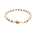14k Yellow Gold Pearl and  Gold Bead Bracelet