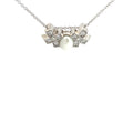 14k White Gold F VS2 Round Diamond with One Pearl XO Pendant