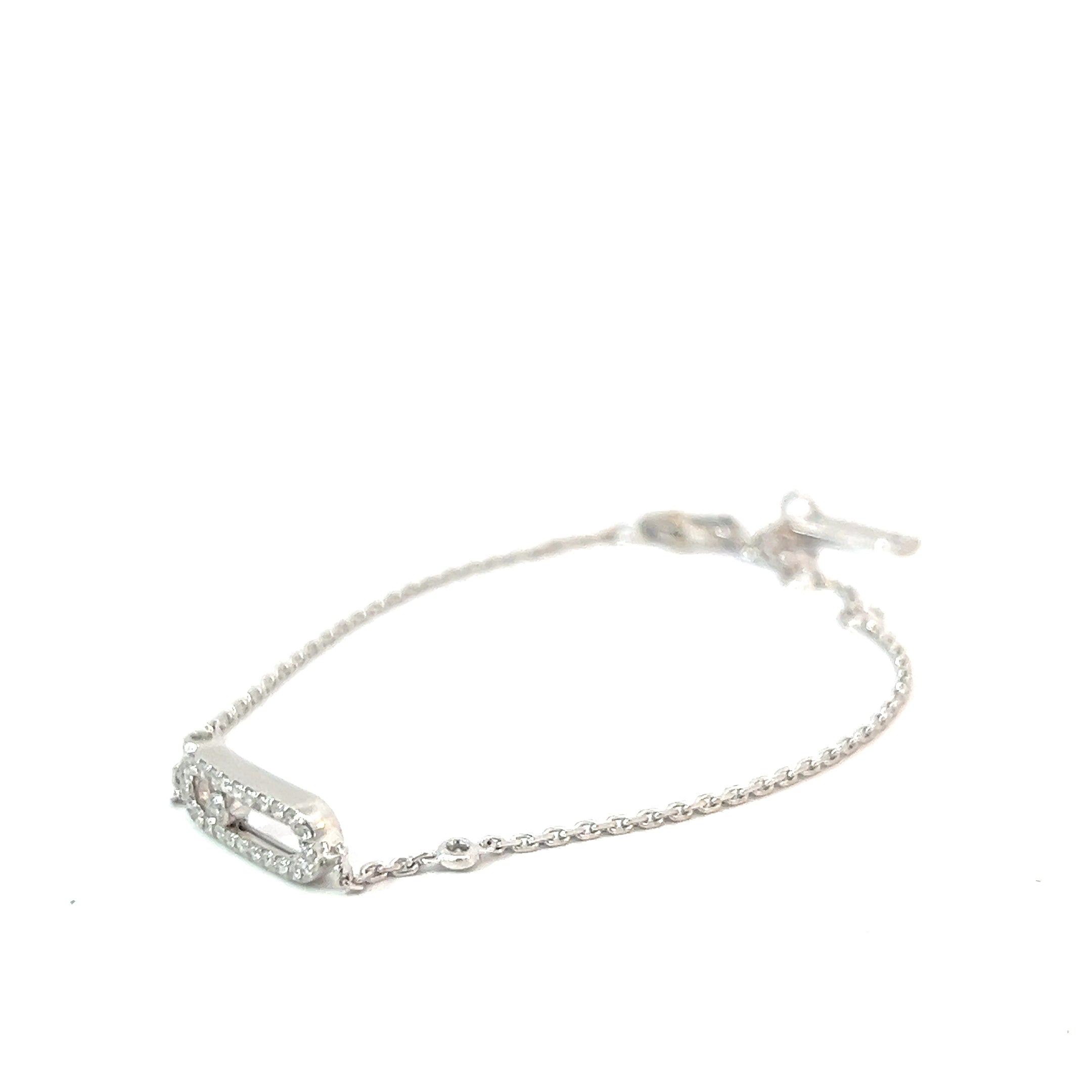 18k White Gold .20ct G VS2 Round Diamond Bracelet Pre-owned Messika Move Uno Pave'