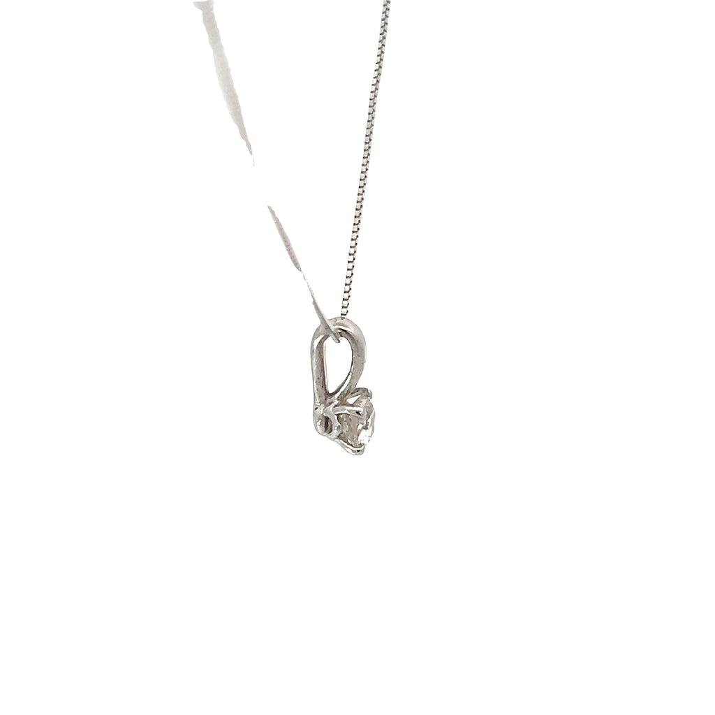 14k White Gold .25ct H SI1 Round Old Mine Cut Solitaire Necklace
