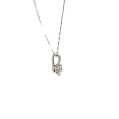 14k White Gold .25ct H SI1 Round Old Mine Cut Solitaire Necklace