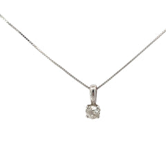 14k White Gold .25ct H SI1 Round Old Mine Cut Solitaire Necklace