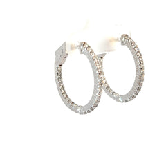 14k White Gold 1.00ct G VS2 Round Diamond Inside/Out Hoop Earrings