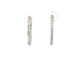 14k White Gold 1.00ct G VS2 Round Diamond Inside/Out Hoop Earrings