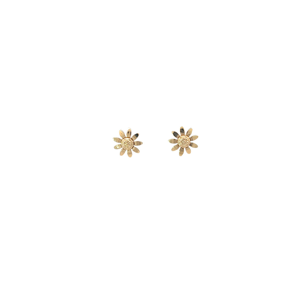 14k Yellow Gold Sunflower Stud Baby Earrings