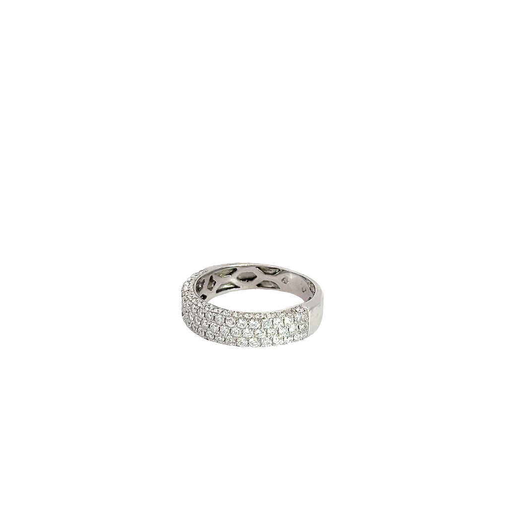 18k White Gold 1.00ct G VS2 3 Row Round Diamond Ring Size 8