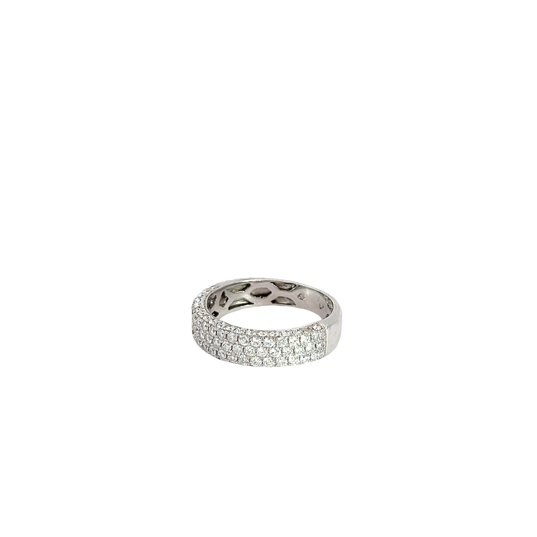 18k White Gold 1.00ct G VS2 3 Row Round Diamond Ring Size 8