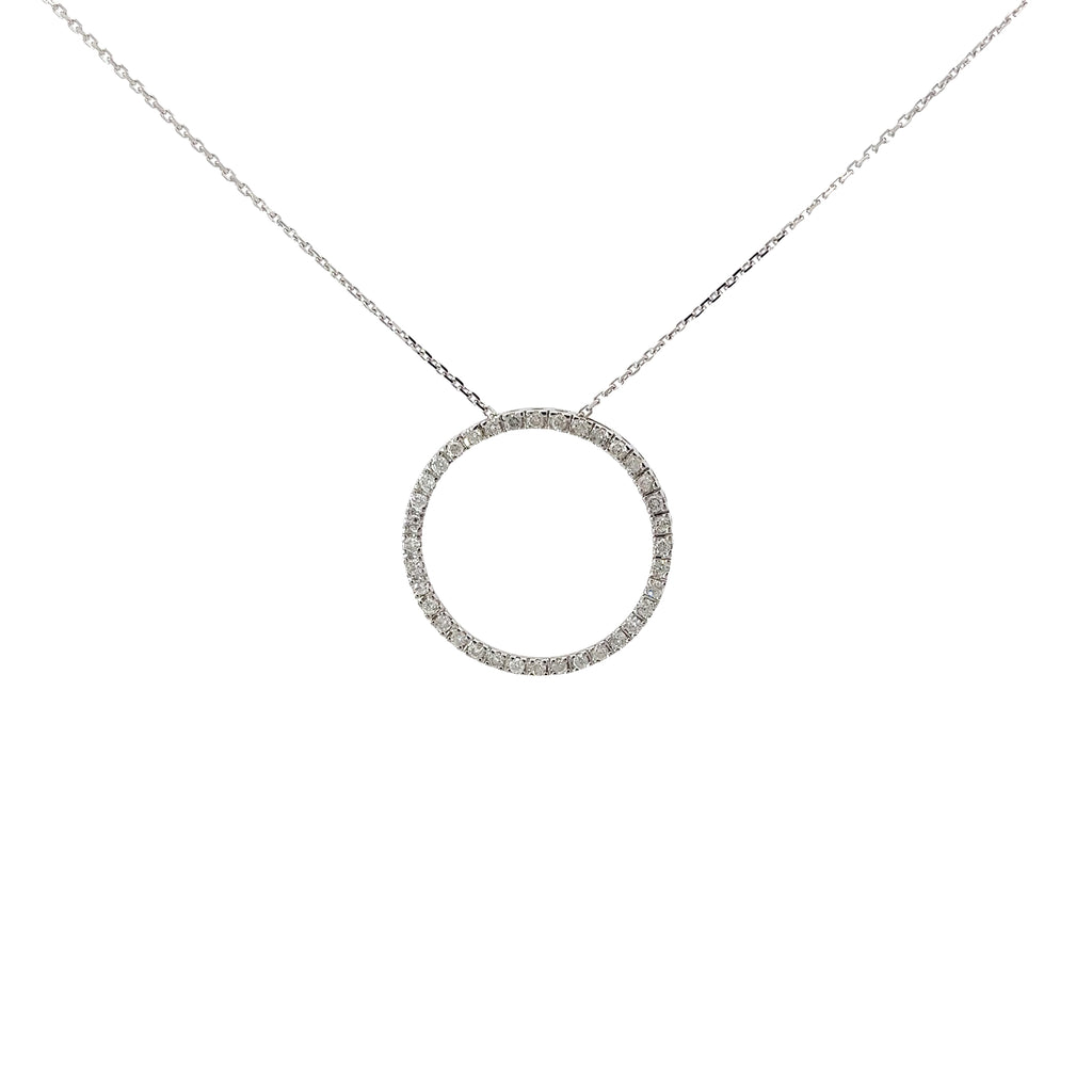 14k White Gold .50ct G SI1  Round Diamond Eternity Circle Pendant