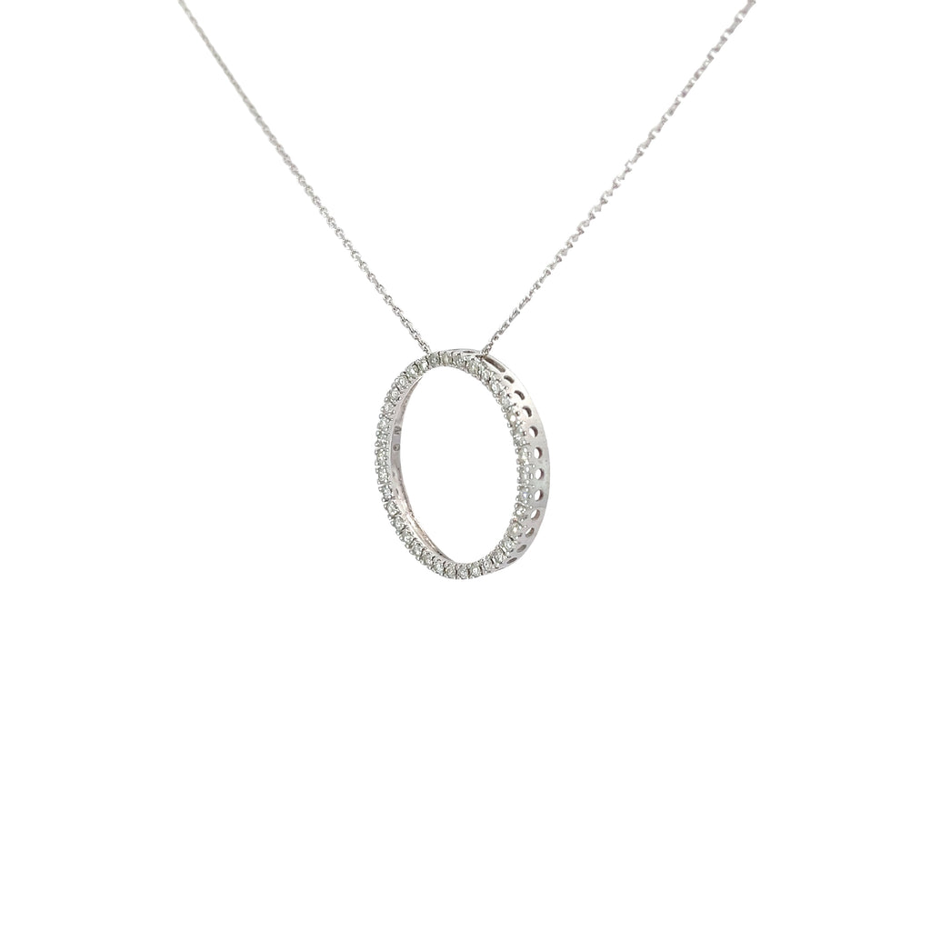 14k White Gold .50ct G SI1  Round Diamond Eternity Circle Pendant