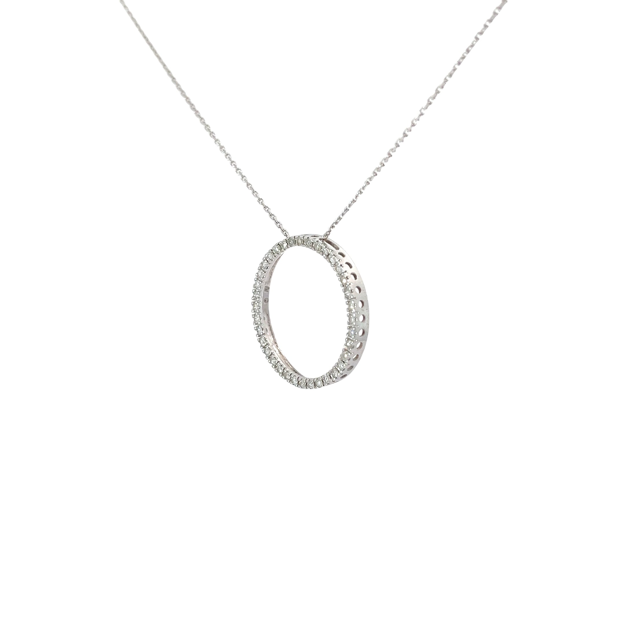 14k White Gold .50ct G SI1  Round Diamond Eternity Circle Pendant