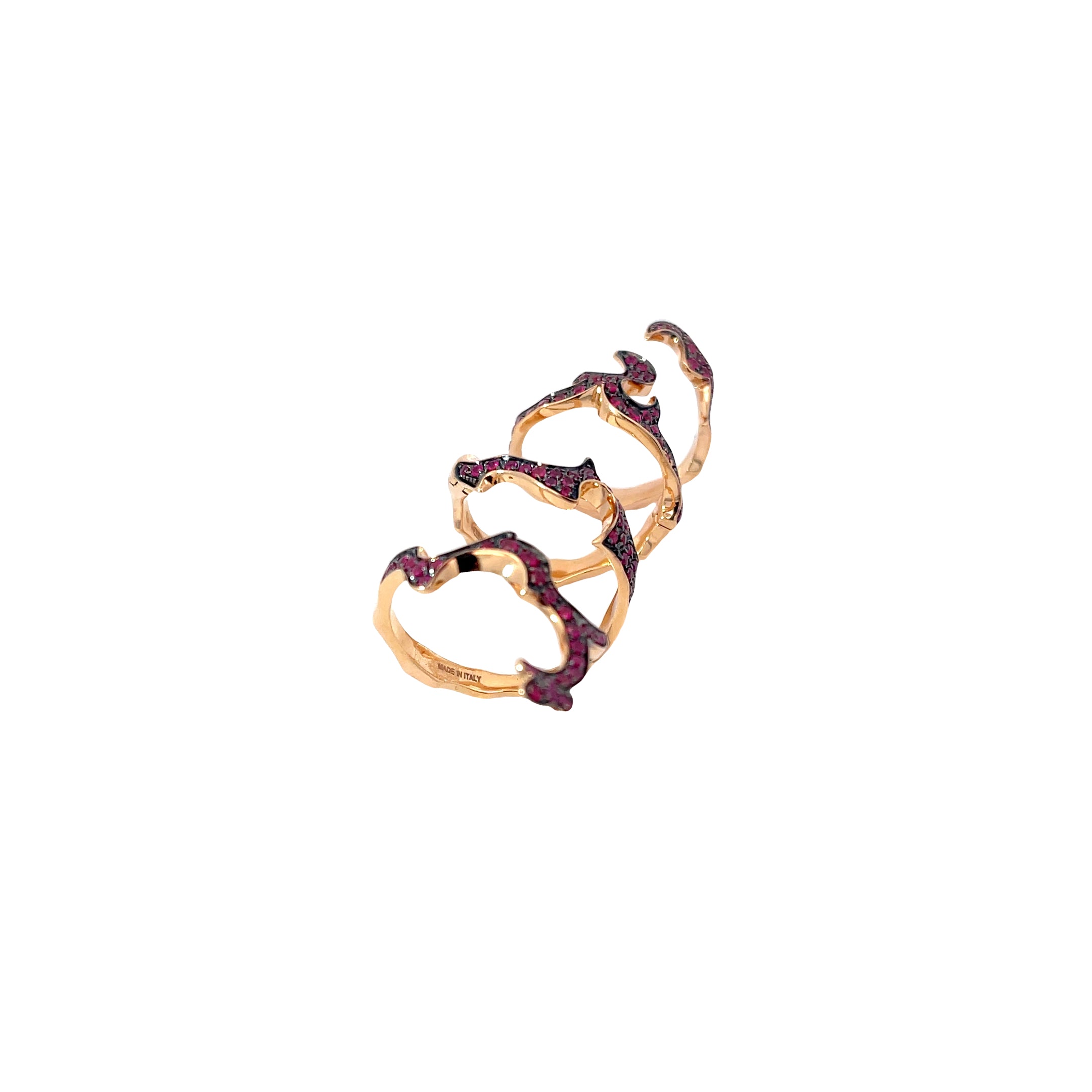 DADA ARRIGONI 18k Rose Gold 2.00ct Natural Ruby Full Finger Ring