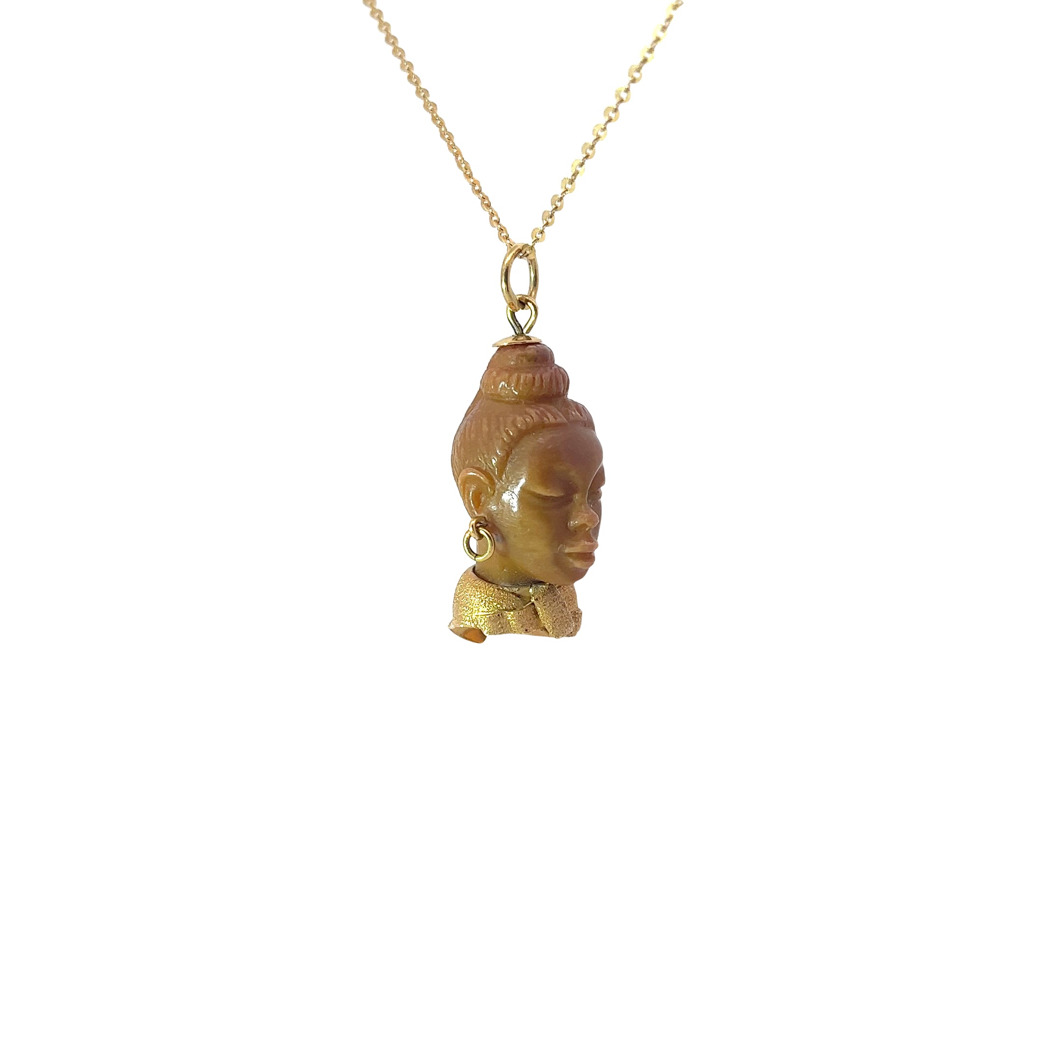 18k Yellow Gold Vintage African Coral Necklace 6.9 gram