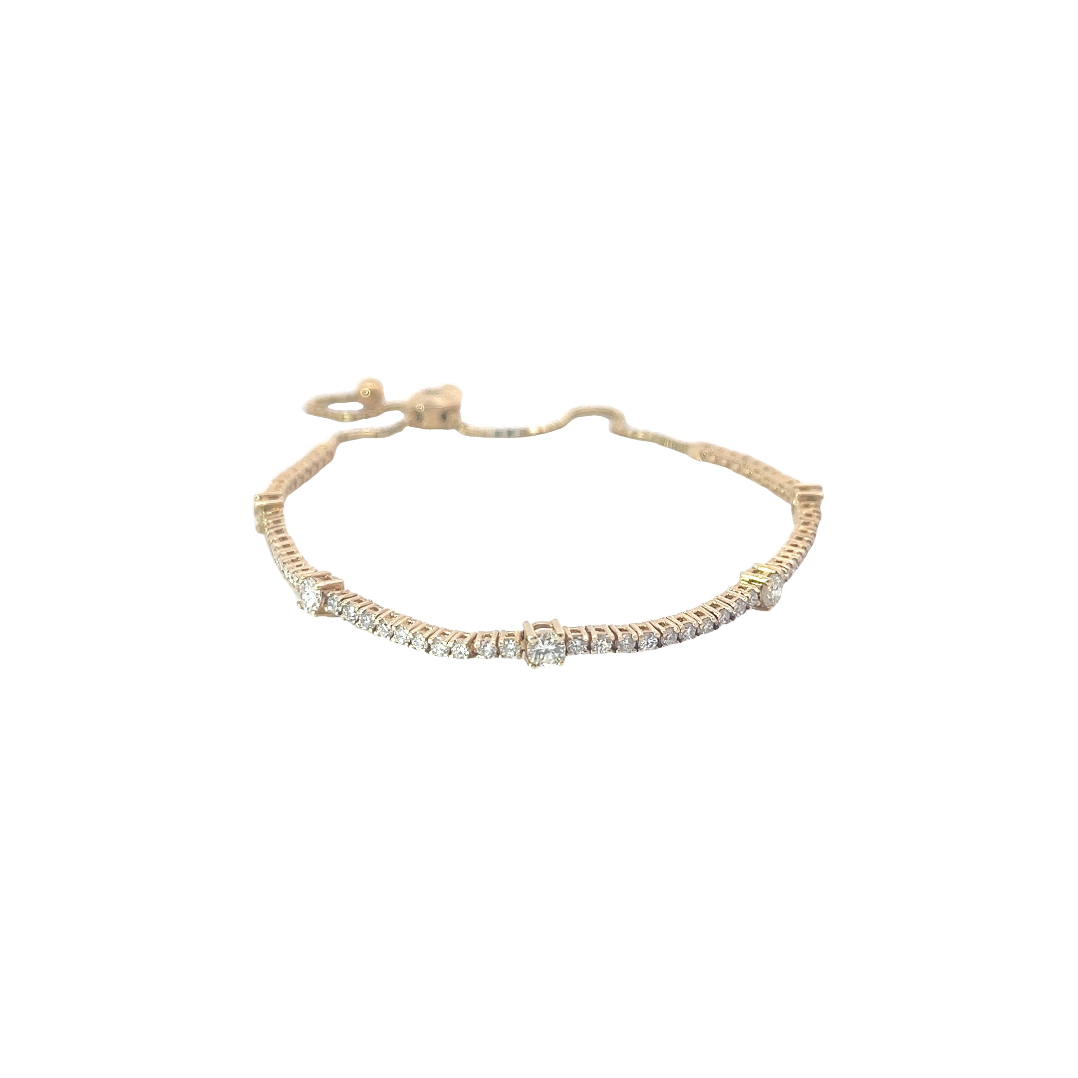 14k Yellow Gold 2.25ct G SI1 Round  Diamond Bolo Bracelet