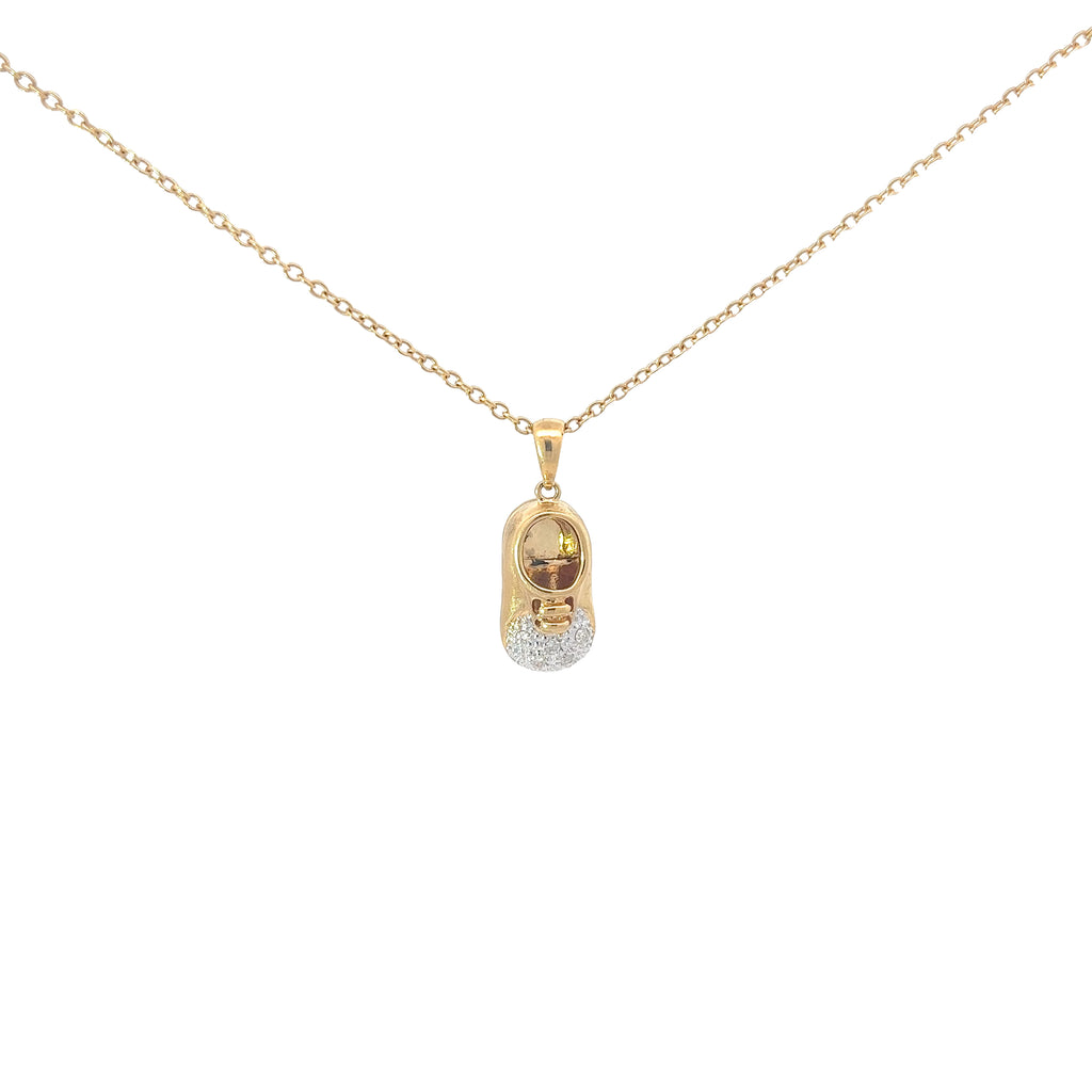 18K YELLOW GOLD .10CT BABY SHOES PENDANT