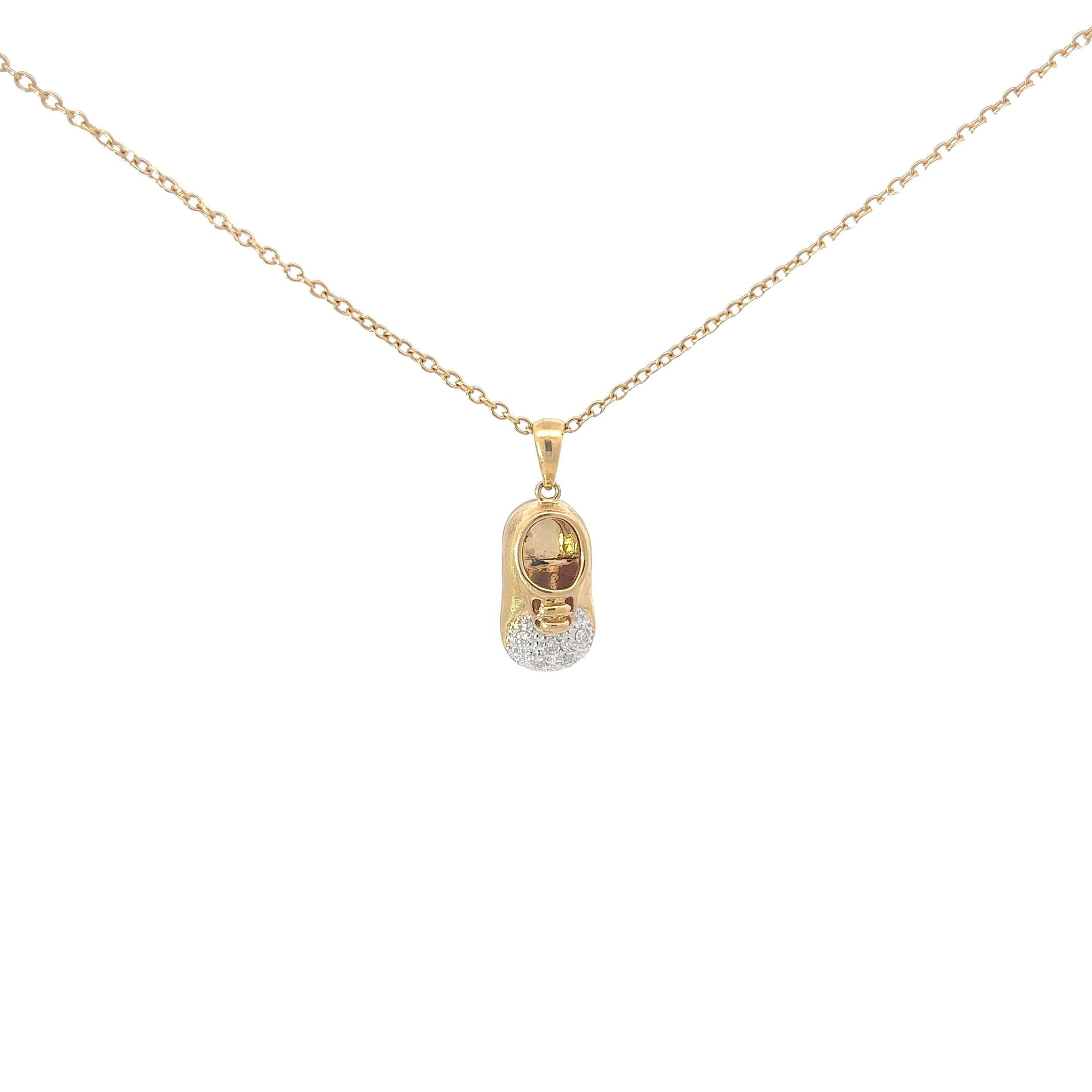 18K YELLOW GOLD .10CT BABY SHOES PENDANT