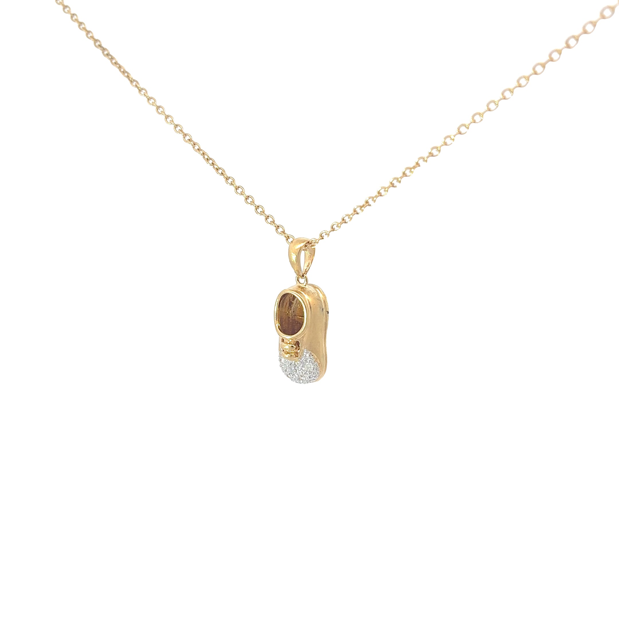 18K YELLOW GOLD .10CT BABY SHOES PENDANT