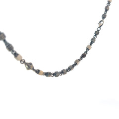 Sterling Silver 36.3 Gram Square, Oval with Cubic Zirconium and Tiger Eye Beaded Necklace