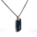 Sterling Silver 25.1 gram Necklace/ Dog Tag with Black Enamel and Black Onyx Stone Pendant