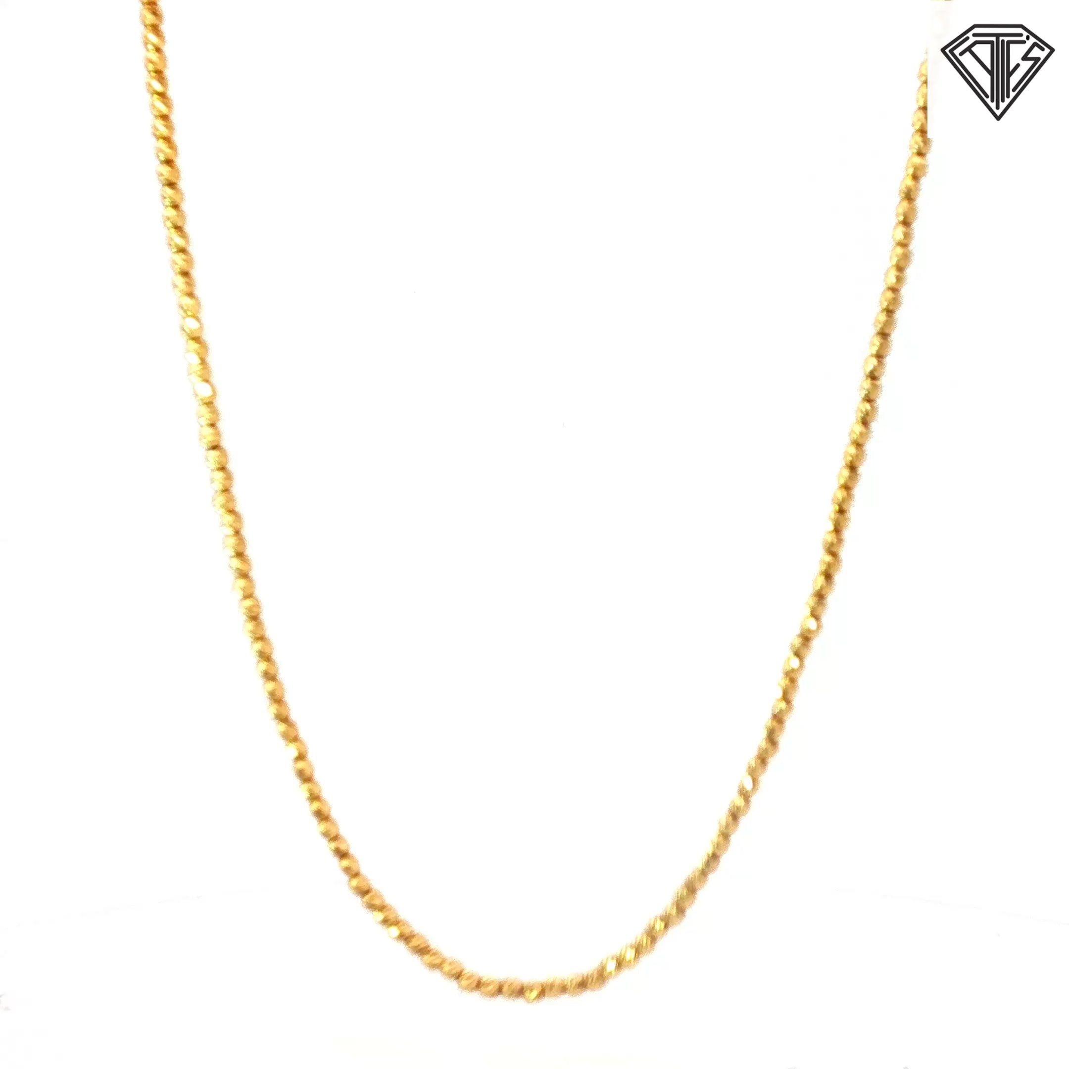 14k Yellow Gold Diamond Cut Bead Necklace 6.6 gram 18" inch