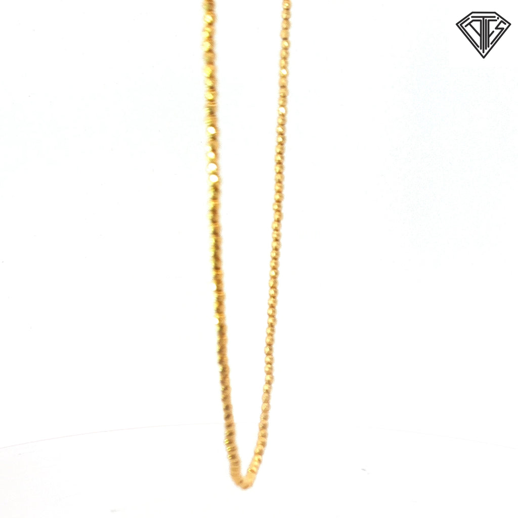 14k Yellow Gold Diamond Cut Bead Necklace 6.6 gram 18" inch
