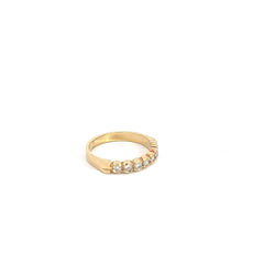 18k Yellow Gold .25ct F VS2 Round Diamond (7) Stone Bezel Set Anniversary Band 3.1 Gram