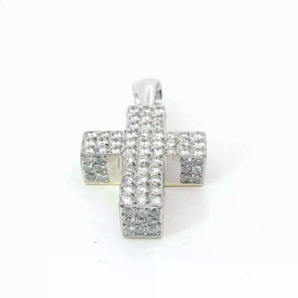18k White Gold 2.75ct G VS2 Round Diamond Cross Pendant
