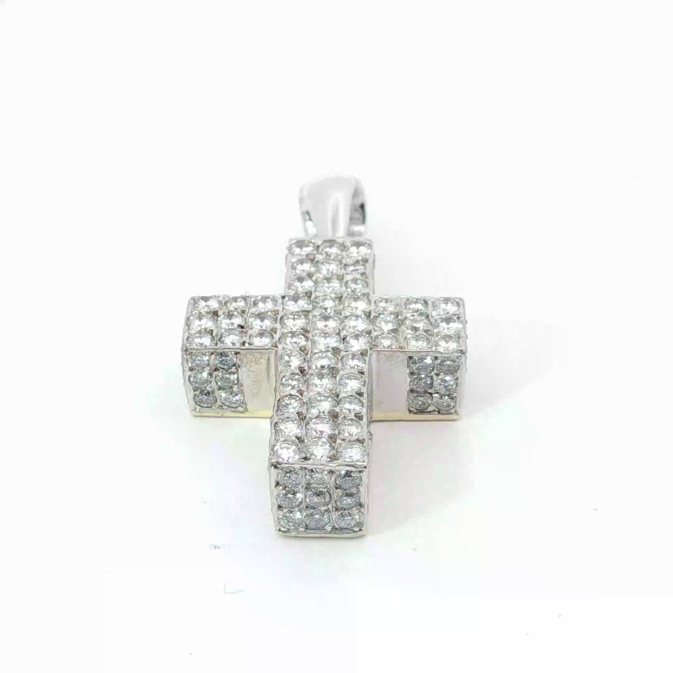 18k White Gold 2.75ct G VS2 Round Diamond Cross Pendant