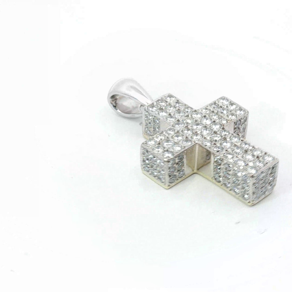 18k White Gold 2.75ct G VS2 Round Diamond Cross Pendant