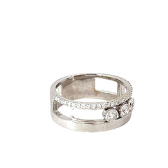 18k White Gold .50ct F VS2 Round Dancing Diamond Ring