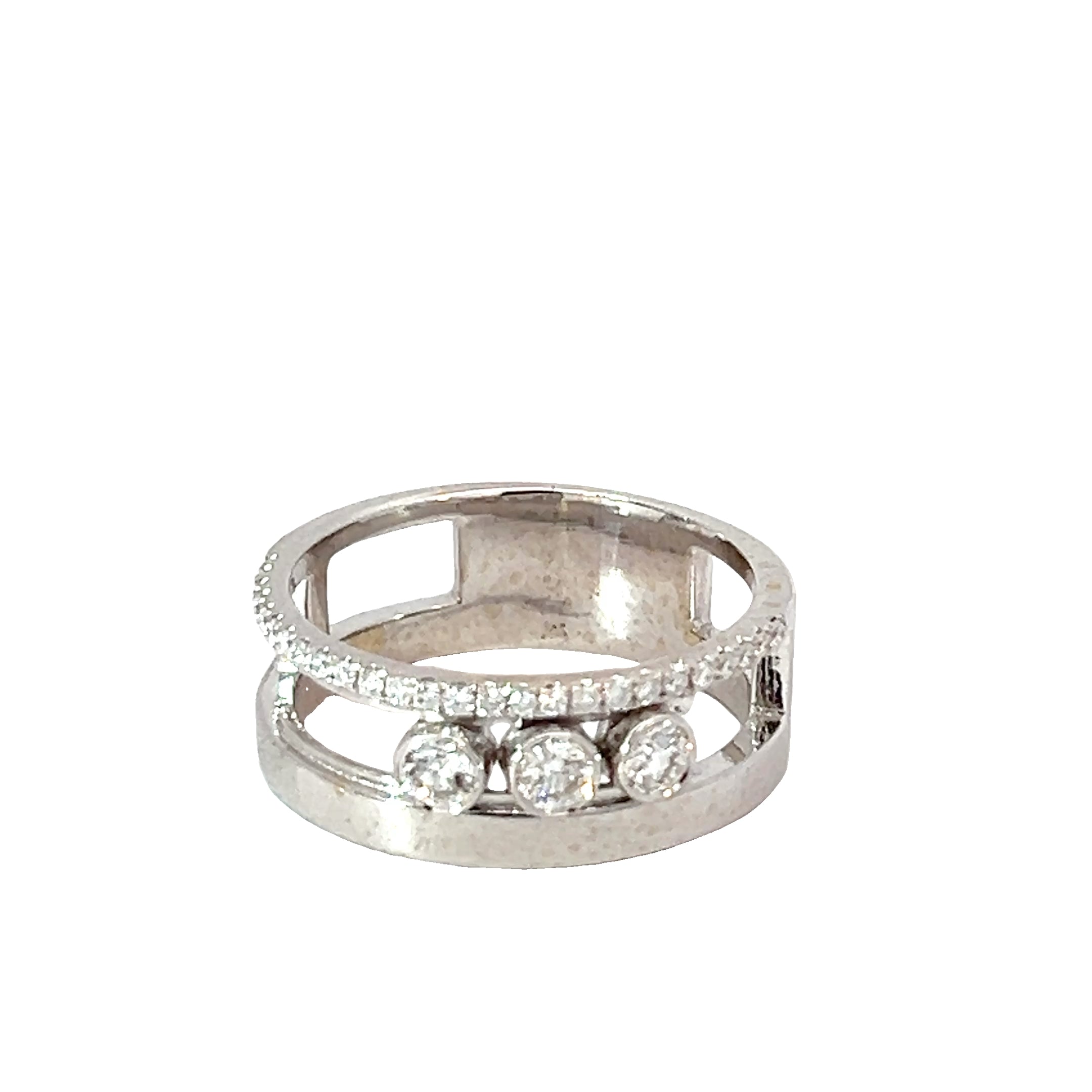 18k White Gold .50ct F VS2 Round Dancing Diamond Ring
