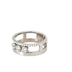 18k White Gold .50ct F VS2 Round Dancing Diamond Ring