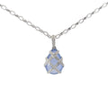 14k White Gold .40ct G SI1 Round Diamond and  Calcedony Faberge Egg Pendant