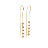 14k Yellow Gold .86ct G SI1 Round Diamond Dangle Thread Earrings