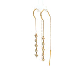 14k Yellow Gold .86ct G SI1 Round Diamond Dangle Thread Earrings