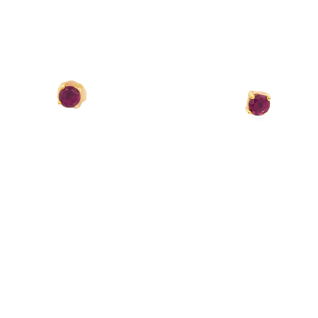 18k Yellow Gold .50ct Rubellite Round Stud Earrings 4mm
