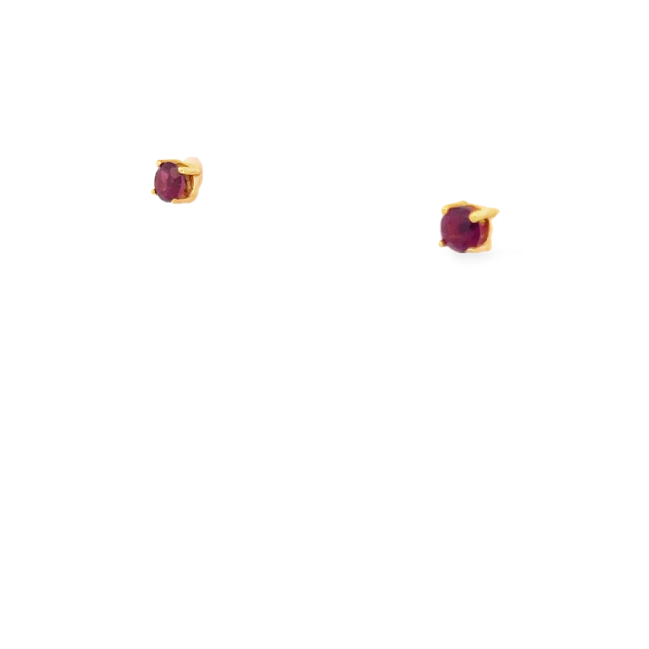 18k Yellow Gold .50ct Rubellite Round Stud Earrings 4mm