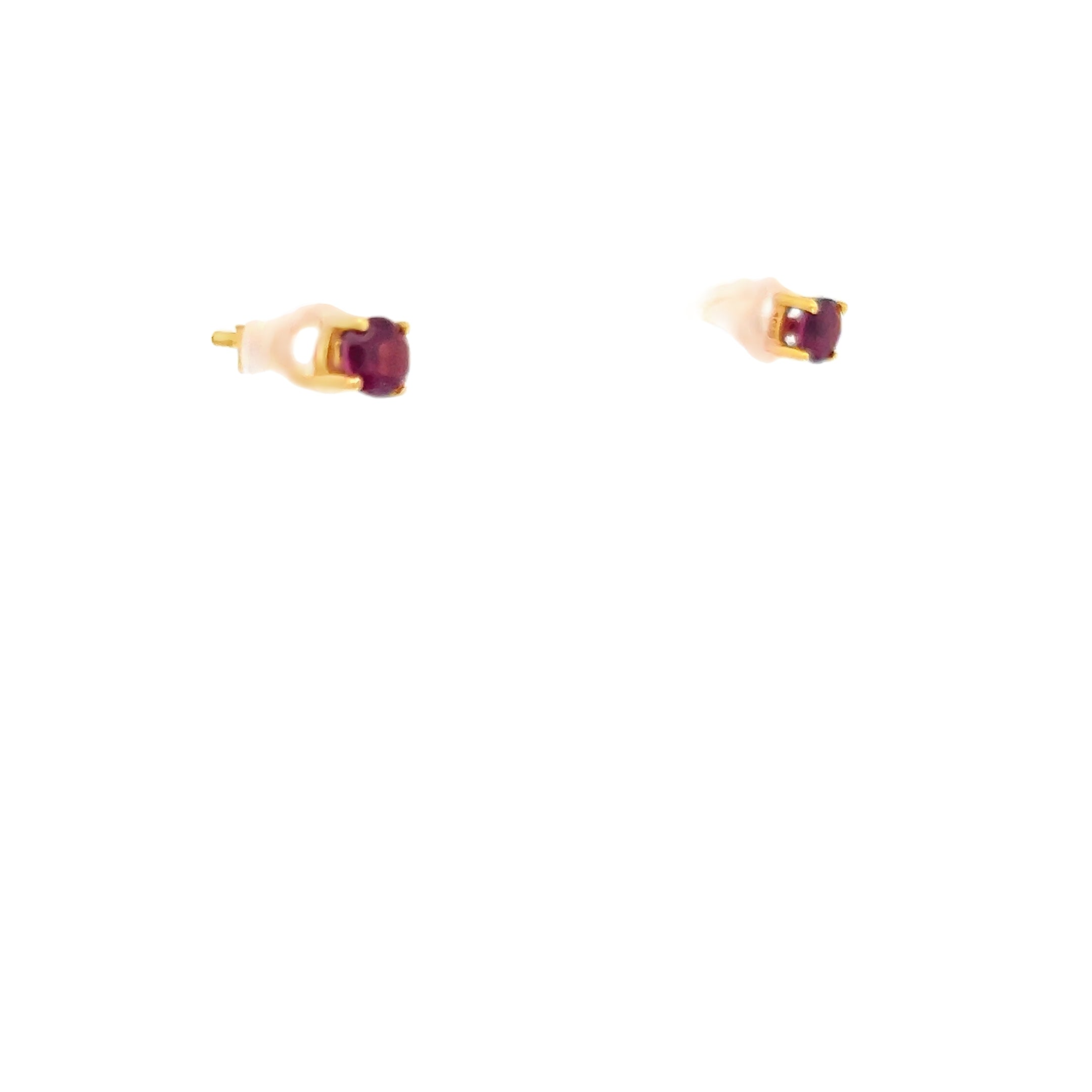 18k Yellow Gold .50ct Rubellite Round Stud Earrings 4mm