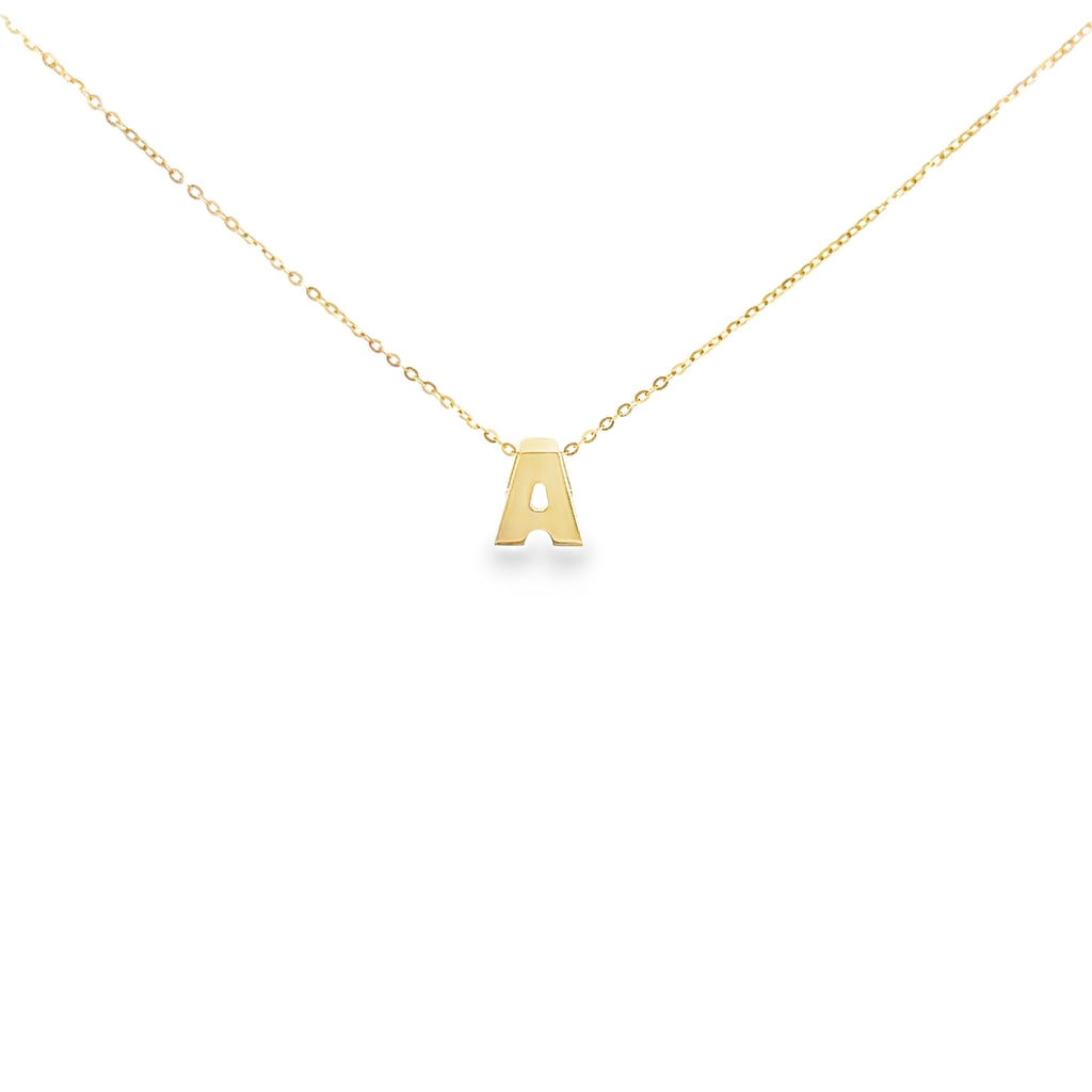 14k Yellow Gold Initial A Necklace