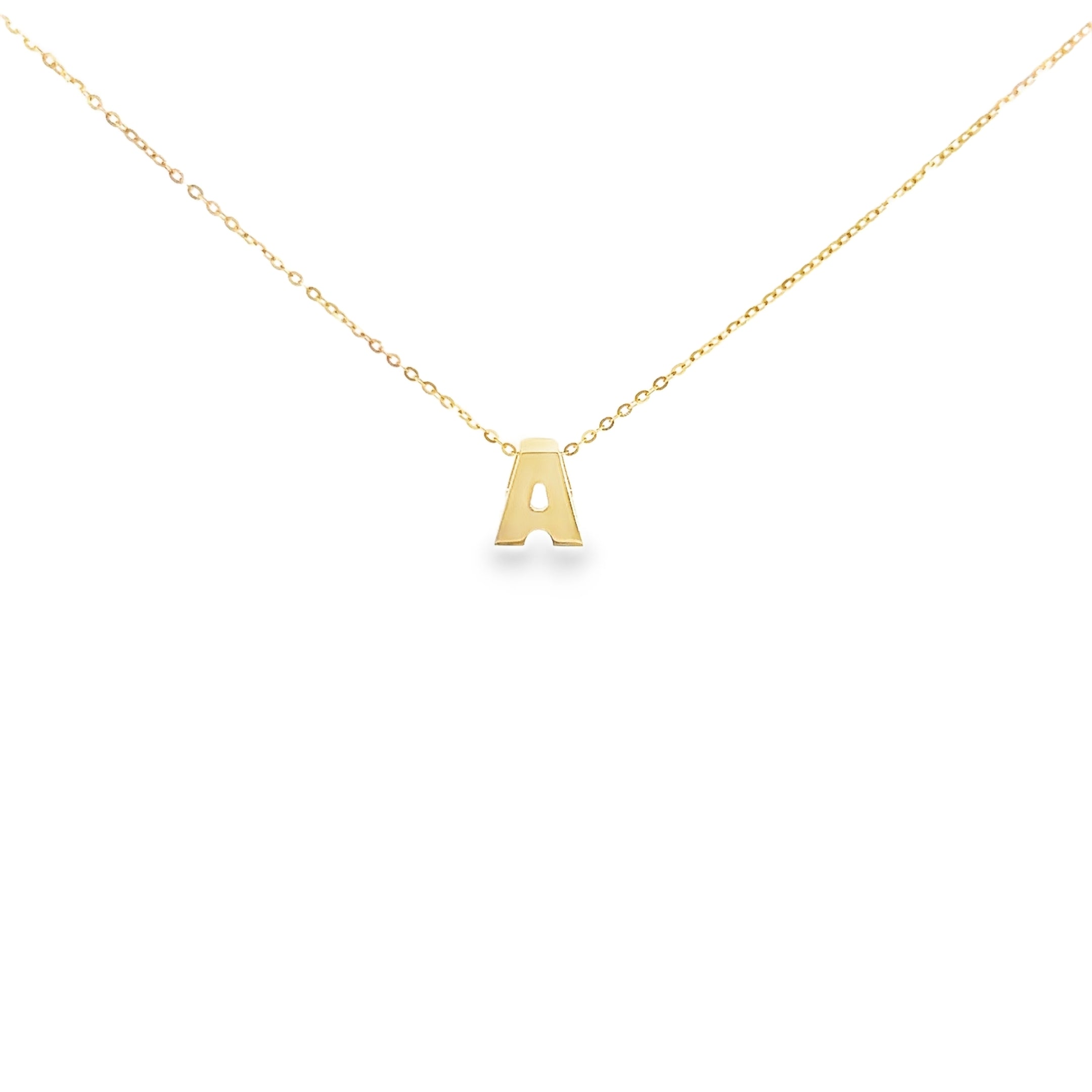 14k Yellow Gold Initial A Necklace