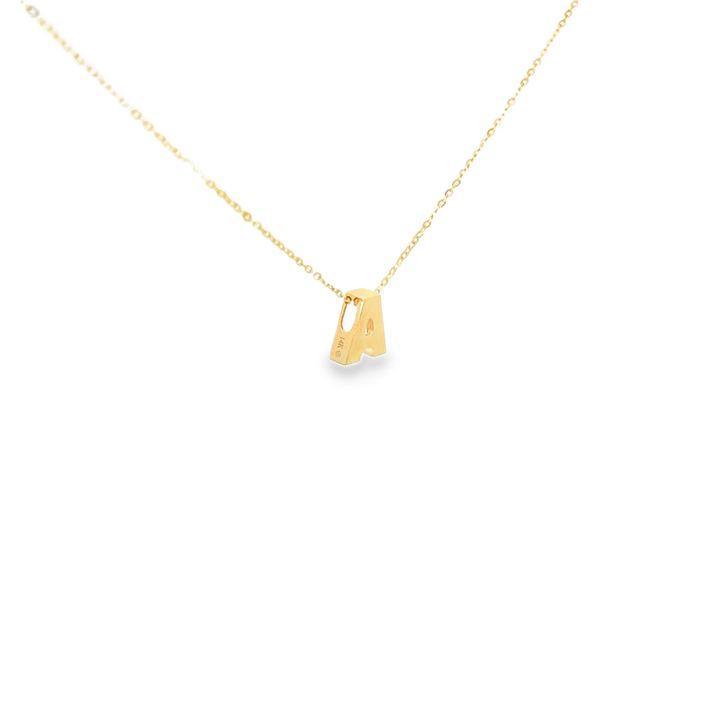 14k Yellow Gold Initial A Necklace