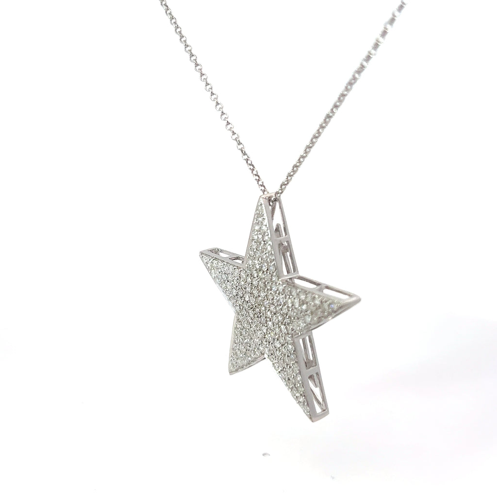 18k White Gold 2.10ct G I1 Round Diamond Star Pendant