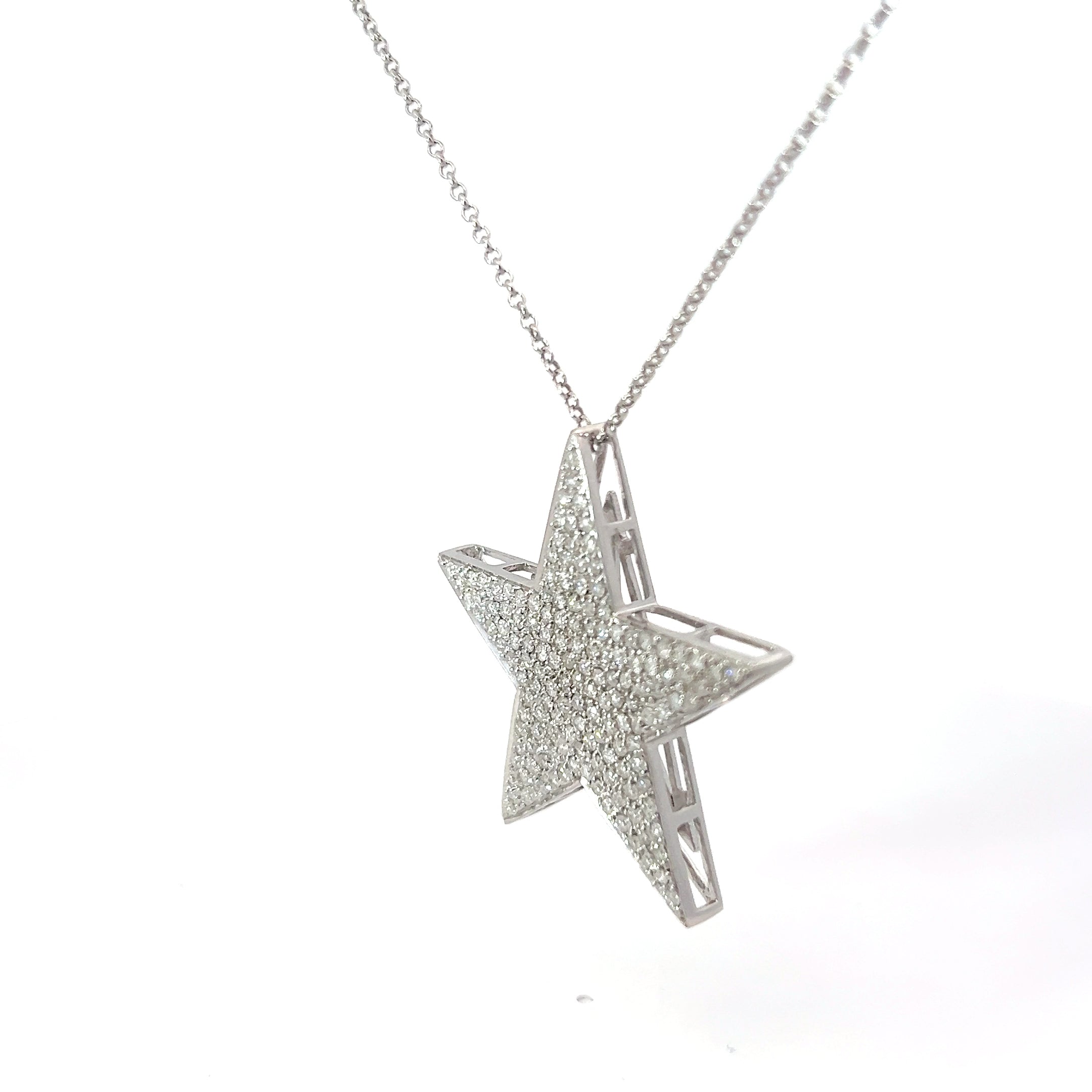 18k White Gold 2.10ct G I1 Round Diamond Star Pendant